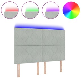 LED Fejtámla Gyémánt Blokkok Mintázat Világosszürke 144 cm Velúr