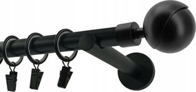Függönykarnis szimpla Fém 19mm Fekete Matt 320cm Gömb Gala