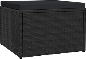 vidaXL fekete polyrattan kerti lábzsámoly párnával