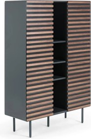 Fekete-natúr színű szekrény diófa dekorral 105x155x40 cm Kesia – Kave Home