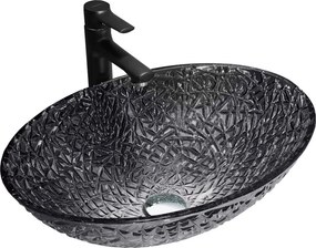 Mexen Goa 50 x 36 cm-es, fekete, pult feletti üveg mosdó - 24085070