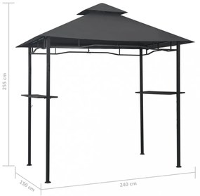 antracitszürke acél grillpavilon 240 x 150 x 255 cm