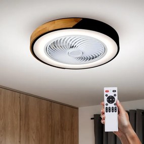 Brilagi-LED Fényerőszabályozható lámpa ventilátorral LED/30W/230V 3000-6500K fekete/tölgy +távirányító