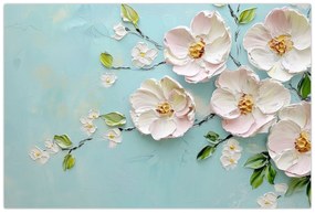 Kép - Virágok kék háttéren (90x60 cm)
