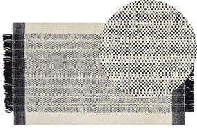Fekete és fehér gyapjúszőnyeg 80 x 150 cm KETENLI Beliani