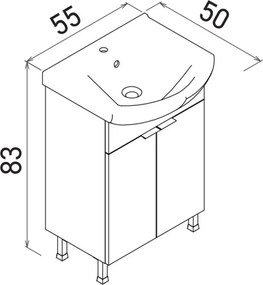 Purus mosdószekrény, 55 cm – TR785PNC1273