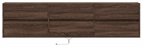 barna tölgy színű fali TV-szekrény LED-del 180 x 31 x 45 cm