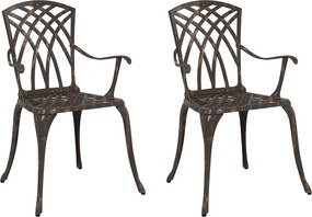 vidaXL Kerti Szék 2 pcs Bronz 53 x 51 x 88,5cm Alumínium
