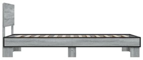 sonoma tölgyszínű szerelt fa és fém ágykeret 75 x 190 cm