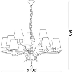 Ideal Lux - Csillár láncon PEGASO 12xE14/28W/230V átm. 102 cm arany