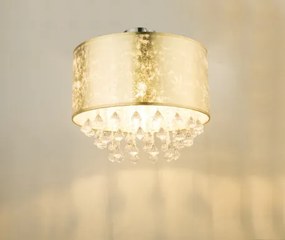 Globo 15187D3 Mennyezeti lámpa,nikkel matt, textil arany akril kristály, áttetsző, ø: 400, H:380, Foglalat típusa:1xE27 60W 230V