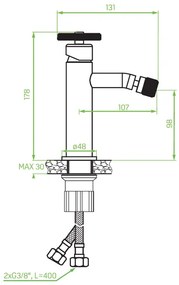 Laveo Muro, bidé csaptelep h-178, matt fekete, LAV-BAU_732D