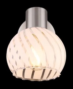 Globo 54025-1 Spotlámpa matt króm fém és fehér szatén üveg búrával. BxH:130x150, AL:156, exkl. 1xE27 40W 230V