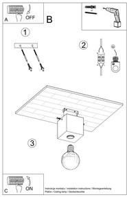 Natúr színű mennyezeti lámpa 10x10 cm Gabi – Sollux