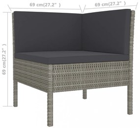 vidaXL 8 részes szürke polyrattan kerti ülőgarnitúra párnákkal