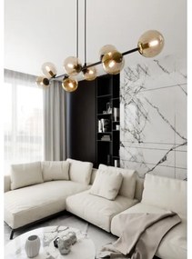 Csillár zsinóron ROSSI 8xE14/10W/230V fekete/bézs