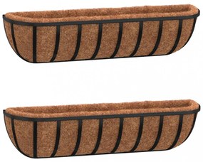 2 db fekete acél fali növénytartó kókusz béléssel 61x19x16 cm