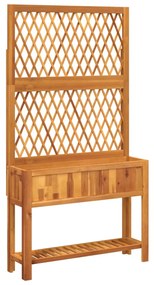 vidaXL tömör akácfa rácsos ültetőláda polccal 100 x 32 x 185 cm