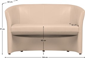 Klub duplafotel, textilbőr, bézs színű, CUBA