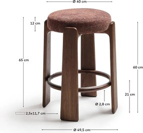 Barna-sötét natúr színű kőrisfa bárszék (ülésmagasság 65 cm) Granite – Kave Home