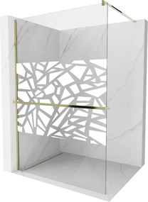 Mexen Kioto+ szereléssel ellátott zuhanyfal Walk-in 90 x 200 cm, fehér minta, arany - 800-090-121-50-85