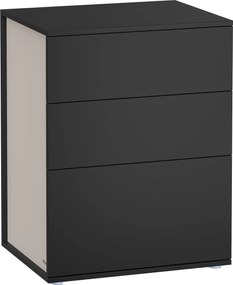 Praktikus éjjeliszekrény 3 fiókos éjjeli asztal kiegészítő fekete-bézs