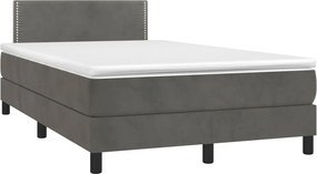 vidaXL sötétszürke bársony rugós ágy matraccal 120x190 cm