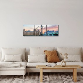 Kép - London pasztell színekben (órával) (90x30 cm)