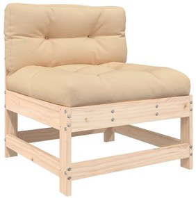 vidaXL tömör fenyőfa középső kanapé párnákkal