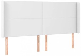 fehér műbőr fejtámla szárnyakkal 203x23x118/128 cm