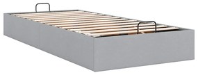 Ottomán világosszürke szövet ágykeret matrac nélkül 80x200 cm