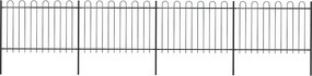 vidaXL fekete acélkerítés karikás tetejű 714,5 x 120 cm