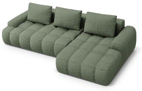 Zöld kinyitható-tárolóhelyes sarokkanapé (jobb oldali-heverő résszel) Linz – Cosmopolitan Design