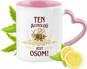 Asztrológus bögre Rózsaszín, Szív alakú füllel Kávé Ajándék