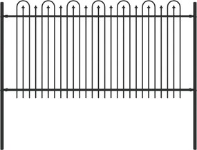 vidaXL Tüske Íves Kerítés Fekete 200 x 150 cm Porszórt acél