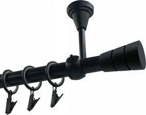 Függönykarnis szimpla Fém Mennyezeti 19mm Fekete Matt 120cm Henger Basic