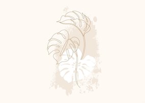 Üveg kép - Line art monstera N⁰1 (70x50 cm)