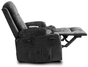 Elektromosan Vezérelhető Masszázsfunkciós Relaxfotel Vintage Fekete Szövet Kárpittal. BOX