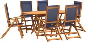 vidaXL 9 részes tömör akácfa és textilén kerti étkezőgarnitúra