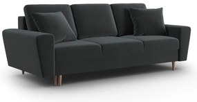 Sötétszürke bársony kinyitható tárolóhelyes kanapé 235 cm Kyoto – Cosmopolitan Design
