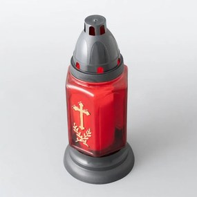 NEXOS Lámpás gyertyával piros arany kereszt 22 cm 3 db