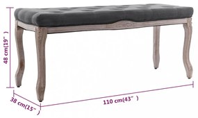 sötétszürke tömör fa pad vászonkárpittal 110 x 38 x 48 cm