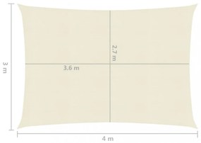 krémszínű HDPE napvitorla 160 g/m² 3 x 4 m