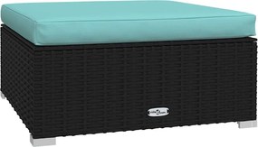 vidaXL fekete polyrattan kerti lábtartó párnával 70 x 70 x 30 cm