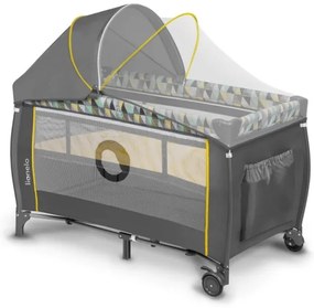 Lionelo - Utazó kiságy SVEN PLUS szürke/sárga