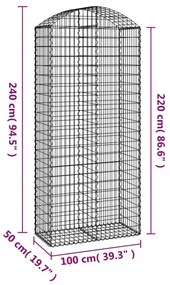 íves horganyzott vas gabion kosár 100x50x220/240 cm