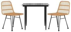 3 részes polirattan kerti étkezőgarnitúra
