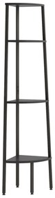 4 szintes fekete sarokpolc 45,5 x 31,5 x 150 cm