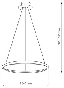 LED Csillár zsinóron HOOP LED/27W/230V átm. 50 cm 4000K arany