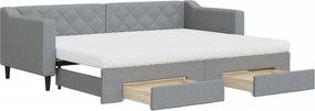 vidaXL világosszürke kihúzható szövet heverő fiókokkal 80 x 200 cm